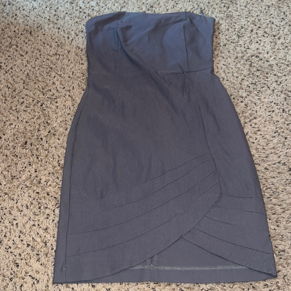 Grey strapless cocktail dress
